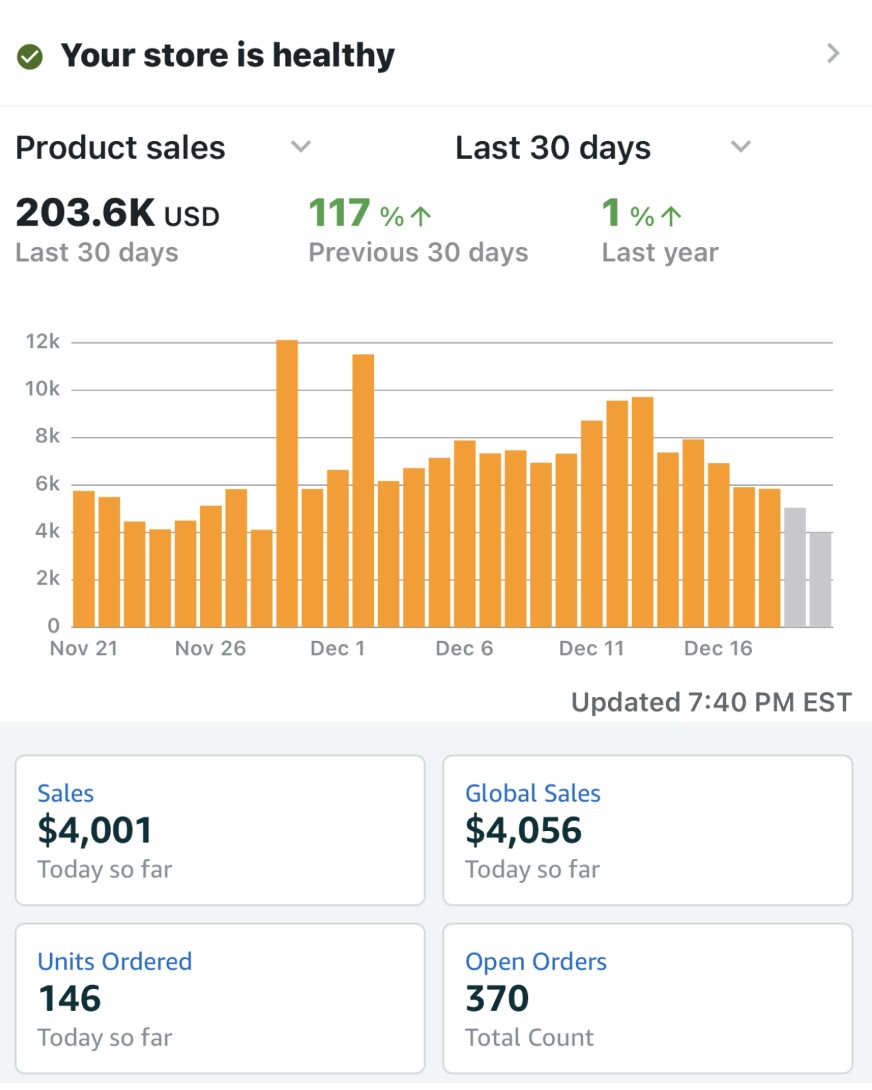 Jay's Seller Central, a 30-day stretch in Dec 2024